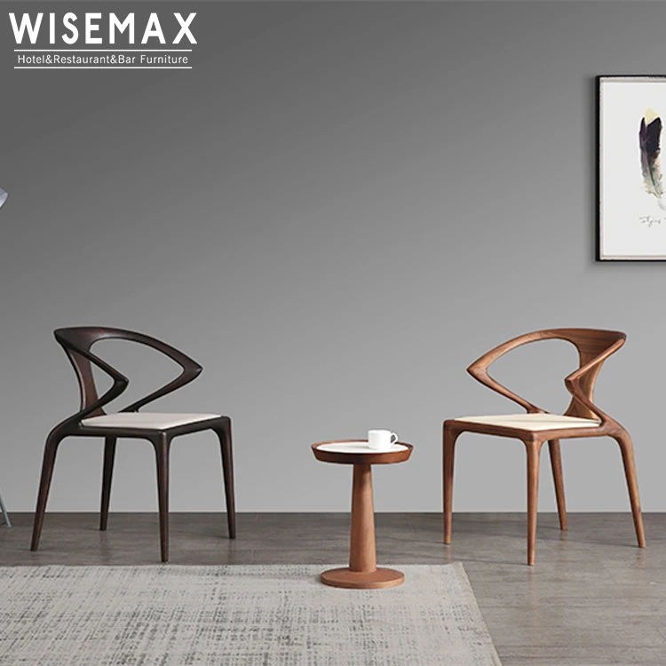 Italian modern design ash wood chair pu seat restaurant cafe chair living room solid wood dining chair for sale