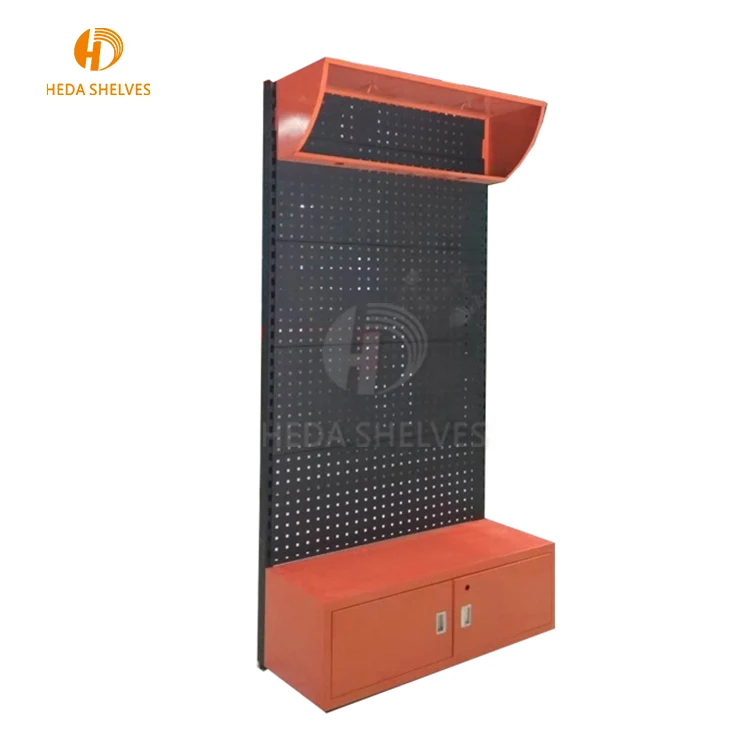 HEDA Factory directly sale retail store single sided pegboard metal power tool holder floor display stand for hand tools