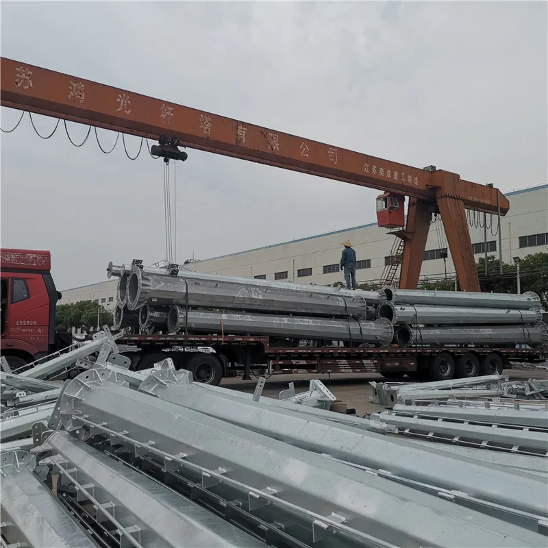 Hot Dip Galvanized Steel Electric Pole , OEM Power Distribution Poles