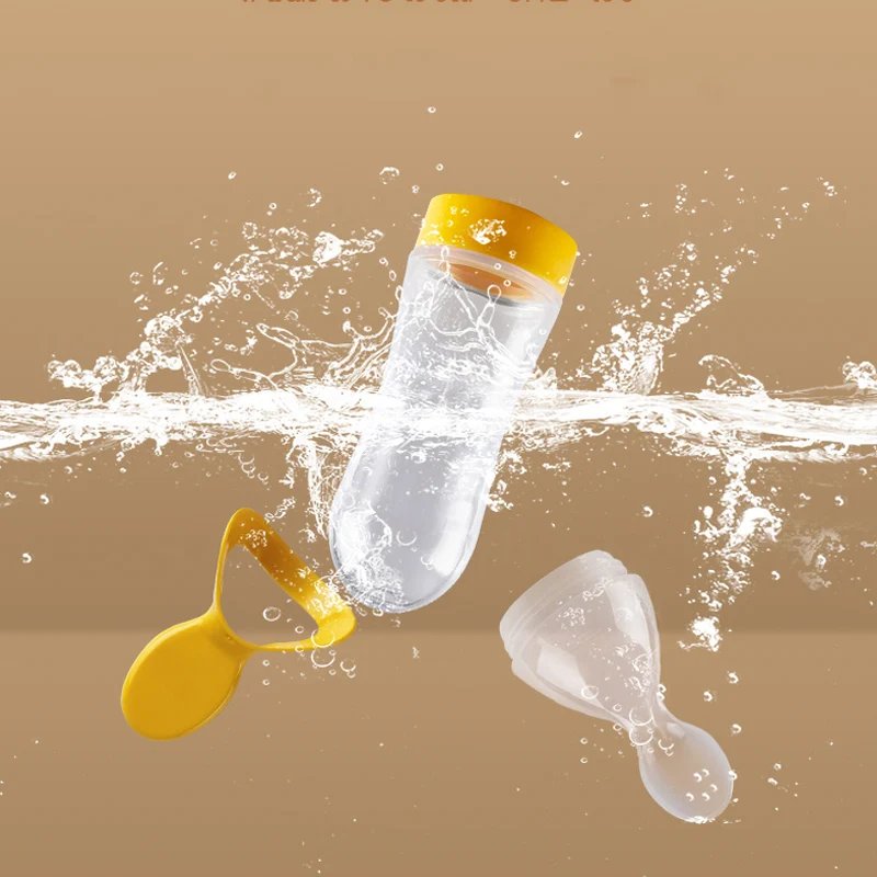 Delivery Fast Squeezed Type  Baby Feeding Bottle With Spoon Toddler Solid Food Training Feeder Hot Selling  Baby Products
