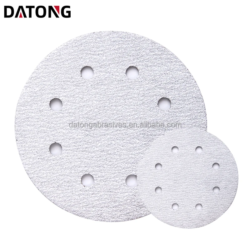 Datong factory High quality abrasives sand paper 5inch 8holes Grit 100 Round Ceramic white Sanding Disc For Metal and