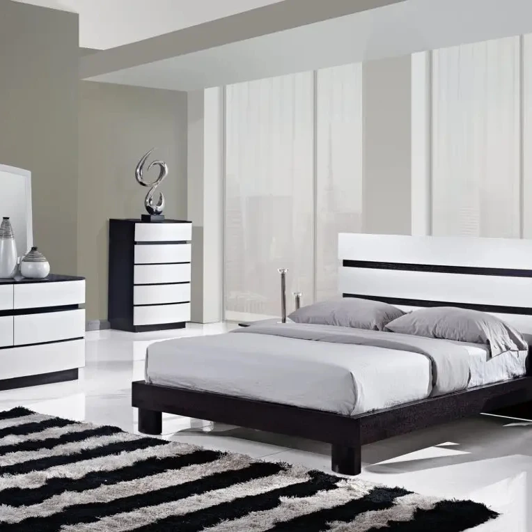 High quality White MDF Bed Home Hotel Bedroom Set Furniture Queen Size Bed