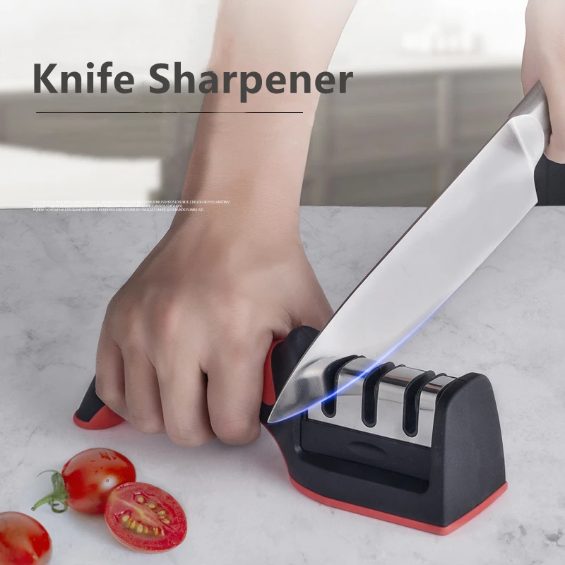 Kitchen Manual Knife Sharpener Black With Red Color Sharpener Professional Sharpener Knives In Kitchen Color Box Packing
