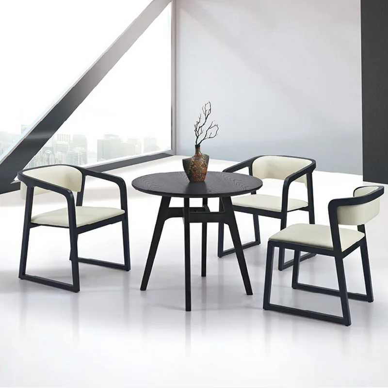 Hotel Hall Reception Room Furniture Round Barrel Upholstered Timber Dining Chairs with Sofa 6 small moq