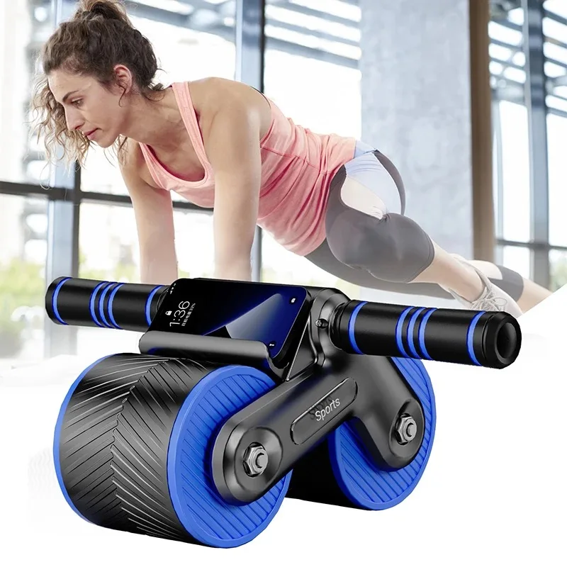 2024  New Automatic Rebound Home Gym Exercise Equipment Ab Wheel Roller For Core Workout Ab Train Roller Wheel With Knee Pad