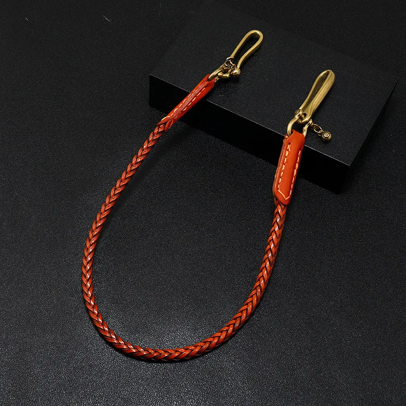 New arrival punk rock men Chain handmade braid genuine leather trouser chain Accessories vintage leather wallet chain