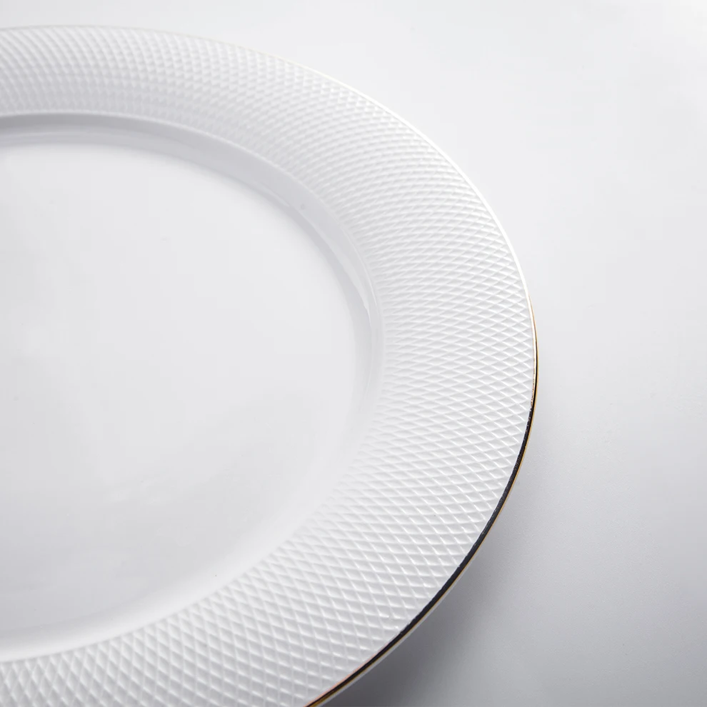 Wedding Chargers Plates Events Catering Ceramic Gold Rim Plates For Dinner