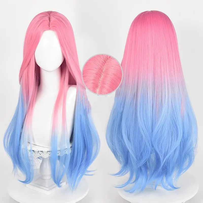 Wholesale Alien Stage Cosplay 75cm Long Straight Pink Blue Ombre Mizi Wig Synthetic Anime Heat Resistant Hair Cosplay Wig
