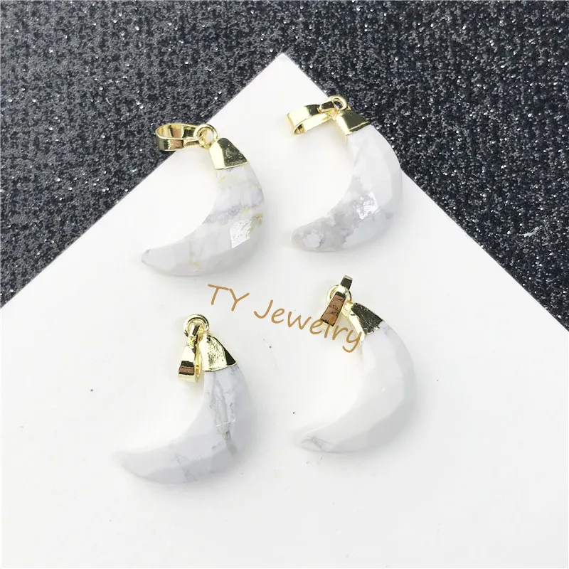 Elegant multicolor Natural stone the moon shape pendant charm for customized Jewelry DIY for choker for earring