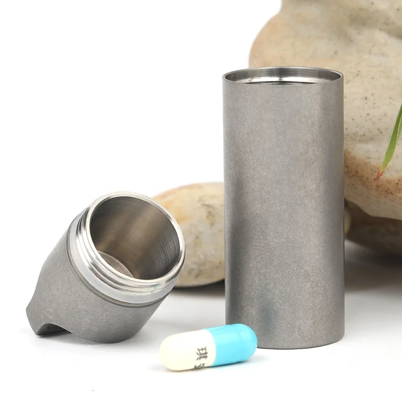 Outdoor Camping EDC Titanium Daily Pill Organizer Portable Pill Case