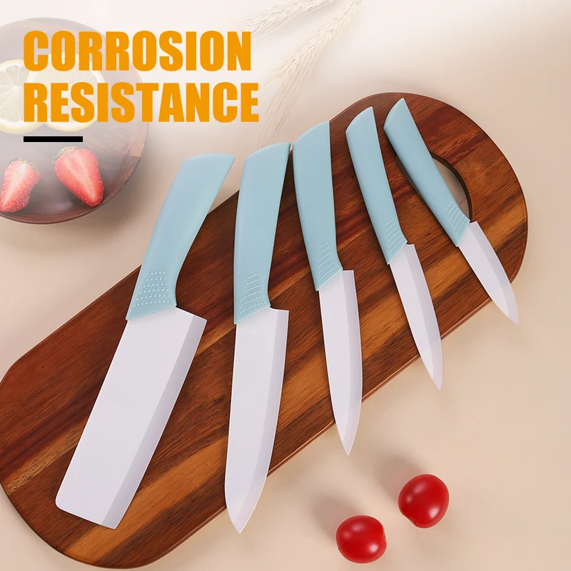 7PCS Ceramic Knife Set With Plastic Cutting Board Ceramic Peeler Ceramic Chopper Knife Chef Knife