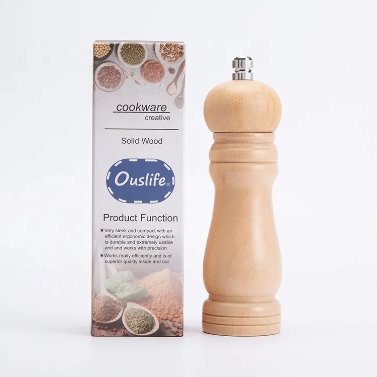 Hot selling Wood high quality factory price handmade  pepper grinder salt spice grinder used for kitchen