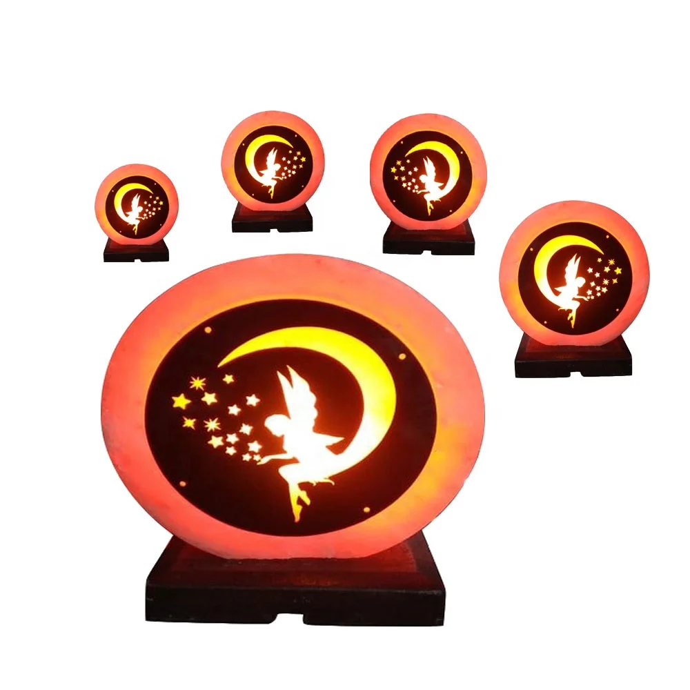 Here-Sian Enterprises Horse Shape Wood Design Salt Sun Lamp with Carved Feng Shui Style Print