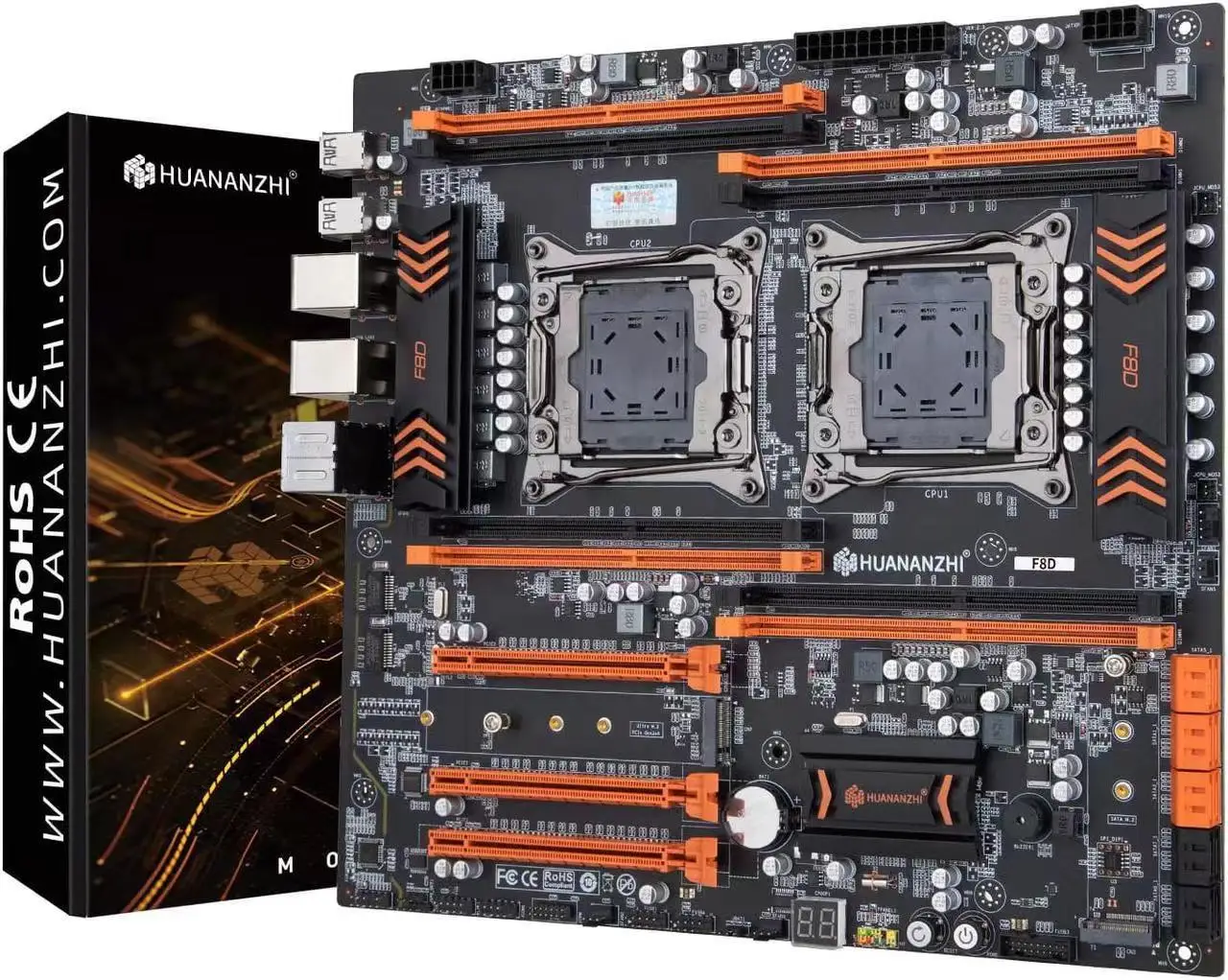 HUANANZHI X99 F8D LGA 2011-3 XEON X99 Motherboard Dual CPU support LGA 2011-3 E5 V3 V4 DDR4 RECC 256GB M.2 NVME
