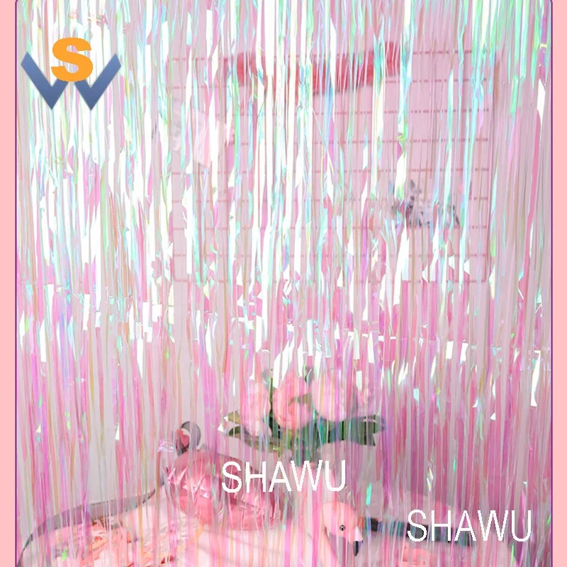 High Quality Rainbow Party Decoration Backdrop Metallic Foil Tinsel Fringe Curtains for Wedding Decoration