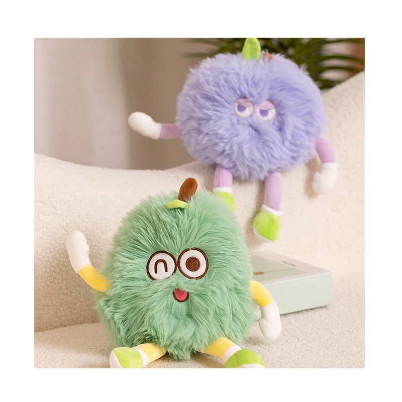 25CM Kawaii Custom Fruit Plushie Pear MangoStean Peach Stuffed Soft Figure Stand Plush Toy for Kids