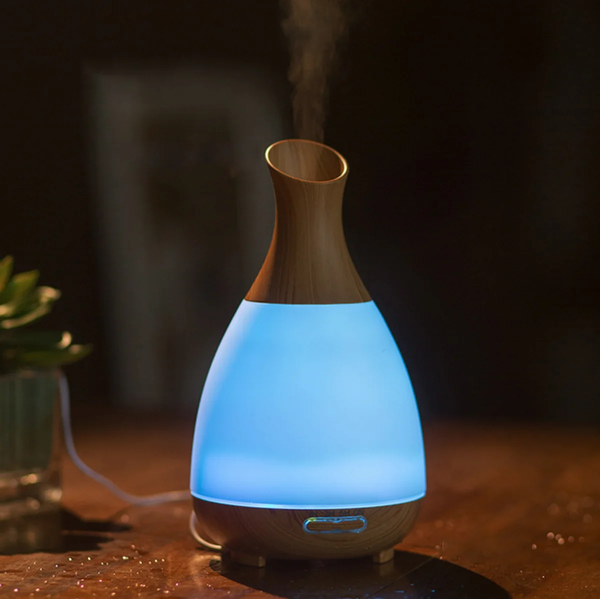 
Unique Design Wood Grain 7 Color Change LED light Mini spa Ultrasonic Aromatherapy Machine Aroma diffuser Humidifier for hotel 