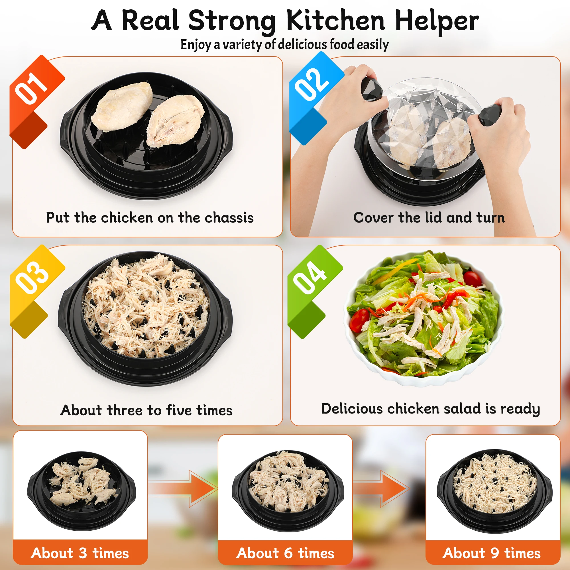 9.84 Inch Meat Grinders Machine Chicken Shredder BPA Free Chicken Shredder Large Chicken Breast Shredder Too