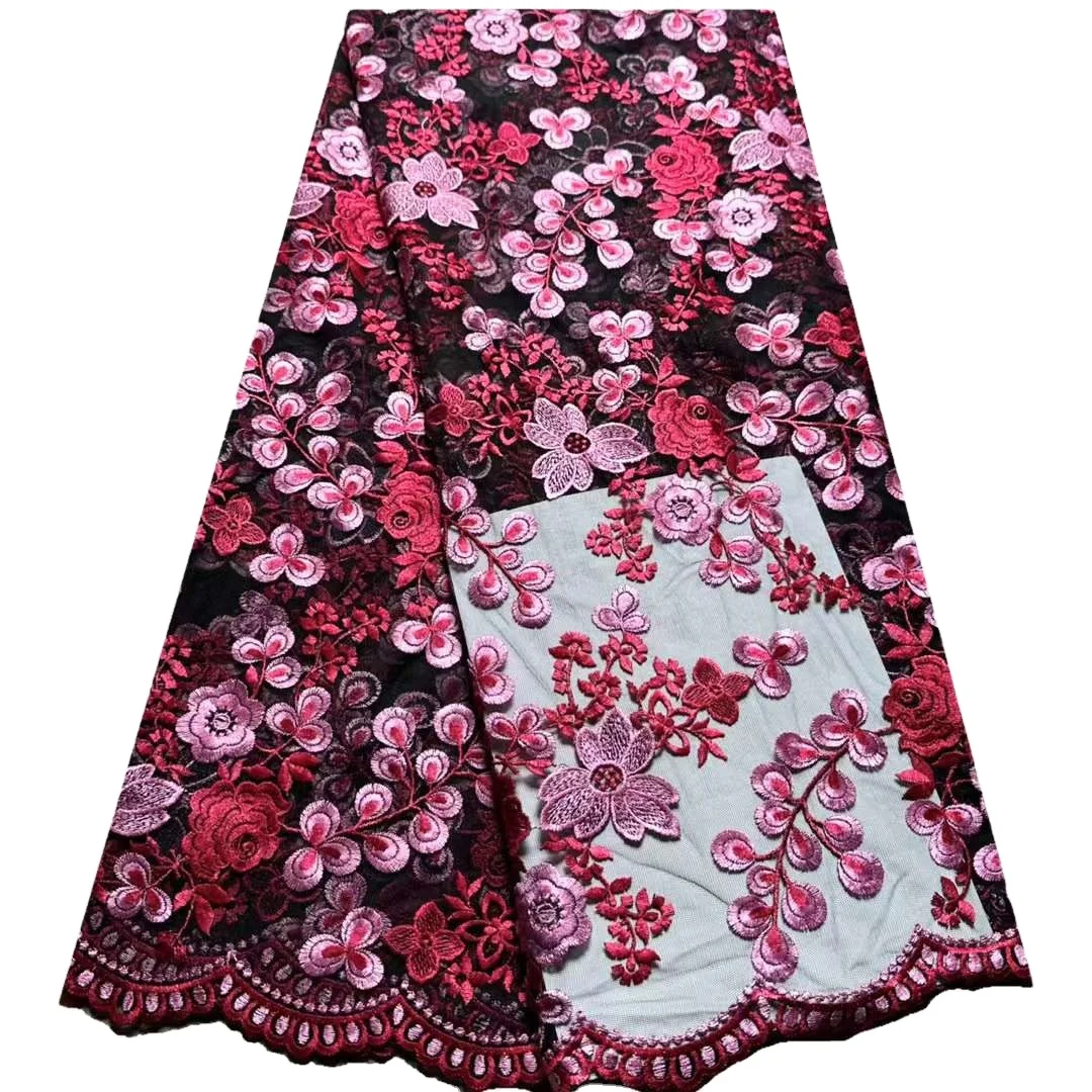 Mesh embroidered tulle for two-tone embroidery applique garments fabric