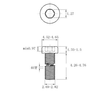 ss304 ANSI/ASME B18.3LSH 4#-40*3/16 White hexagon thin cylindrical head machine screw