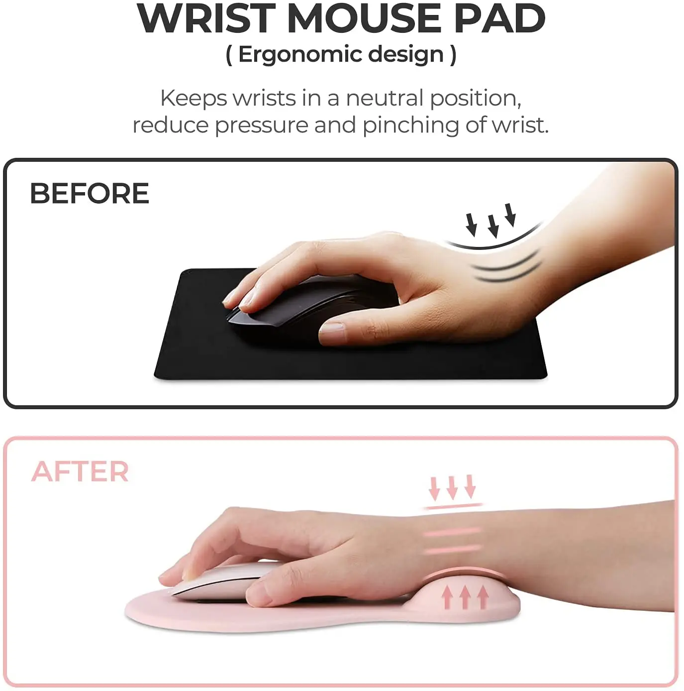 Ergonomic Sublimation Custom Gaming Office Gel Silicone Wrist Rest Mouse Pad Mat with arm support desk mat