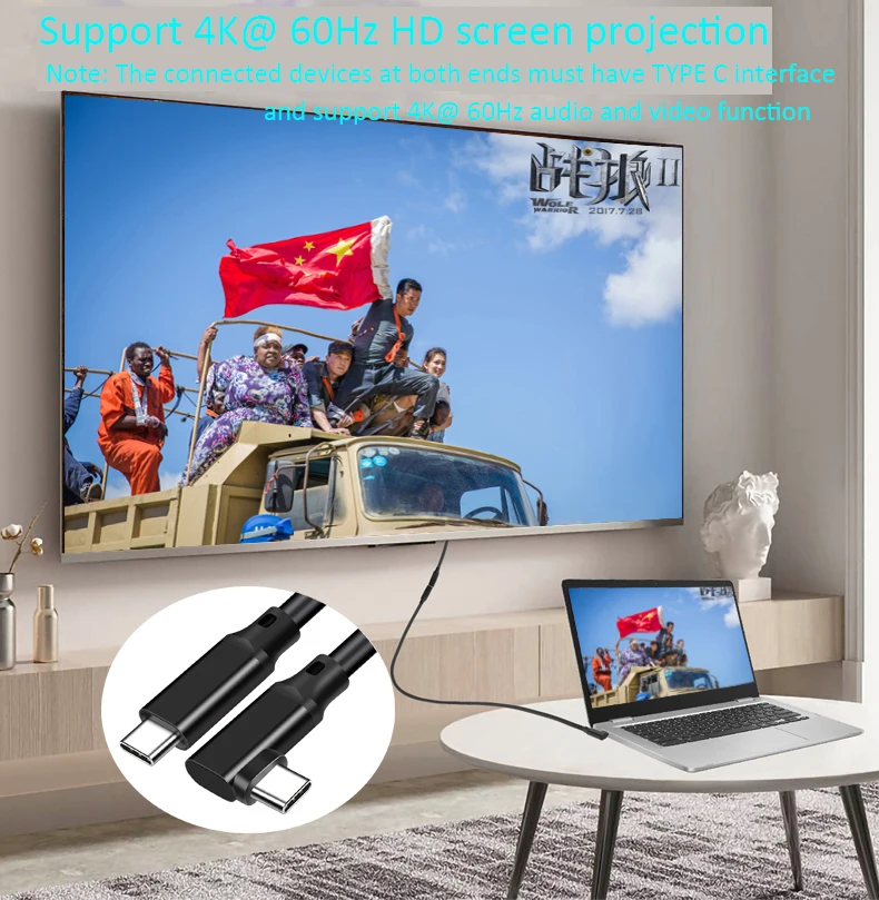USB 3.2 Gen 2 100W VR Headset Cable 90 Degree Angle USB Type C to C Super Speed Data Transfer Charging Cord  Cable for Oculus Qu
