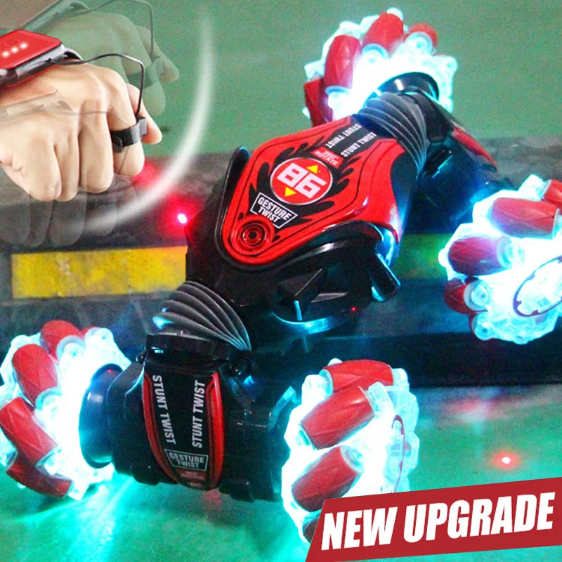2.4Ghz Gravity Sensor Watch Remote Control Stunt Vehicle Sidesway Off-road Climbing Auto 4WD Music Light Rc Drift Twisting Car