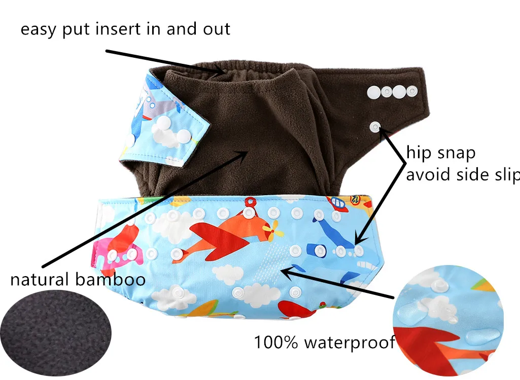Washable Reusable Cloth Nappies Bamboo Eco Baby Diaper Bamboo Cloth Nappies