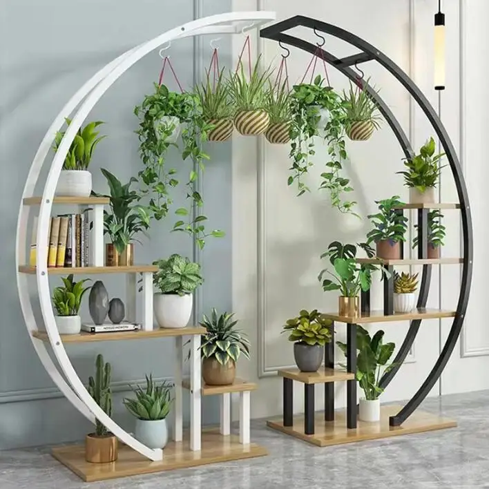 Hot Sale Indoor Flower Plant Stand of Metal Wooden Plant Holder Shelf Rack for Flower & Indoor Plants Home Decor