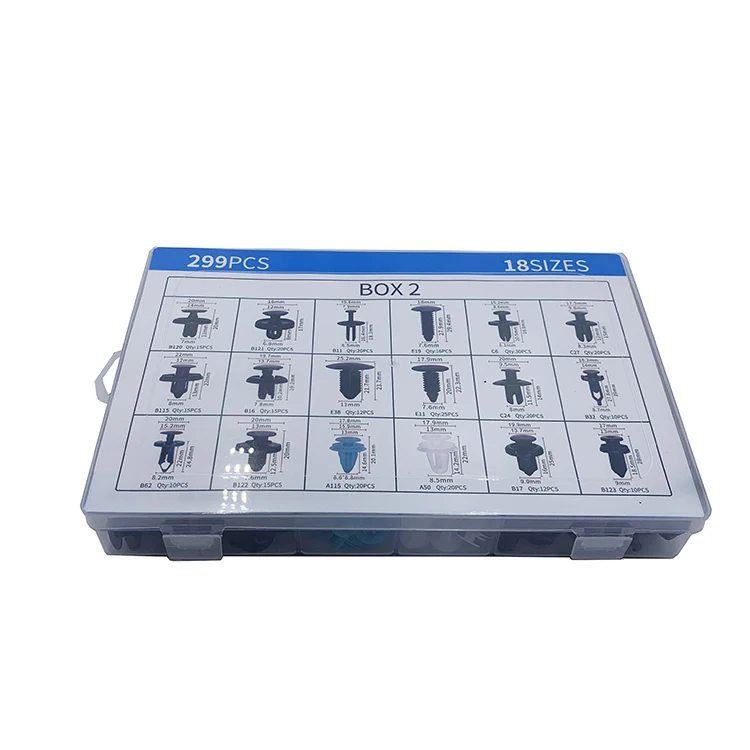 299Pcs Car Plastic Automotive Push Retainer Door Panel Trim Clips & Auto Body Fasteners Assortment Fender Rivet Bumper Kit Set