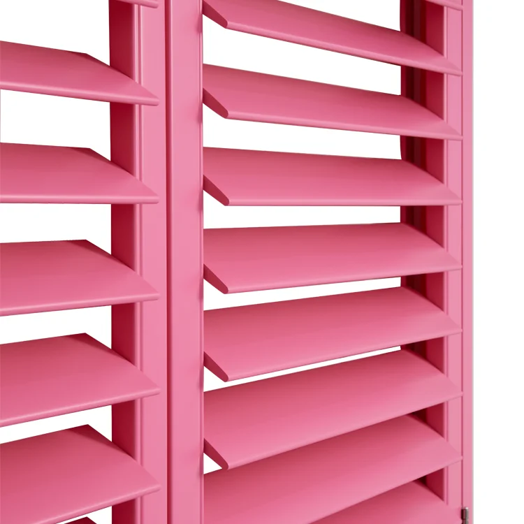Hand-made warm pink wood shutters home perfect match to enhance the value of the room