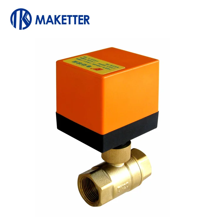 
3 Way MKD-15N 20N Stainless Steel Brass Electric Actuator Ball Valve 12vac 24vac 110vac 220vac Valve 