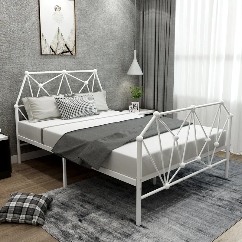 Nordic iron bed double bed modern simple and creative bedroom Home Furniture King Size metal Bed Frame
