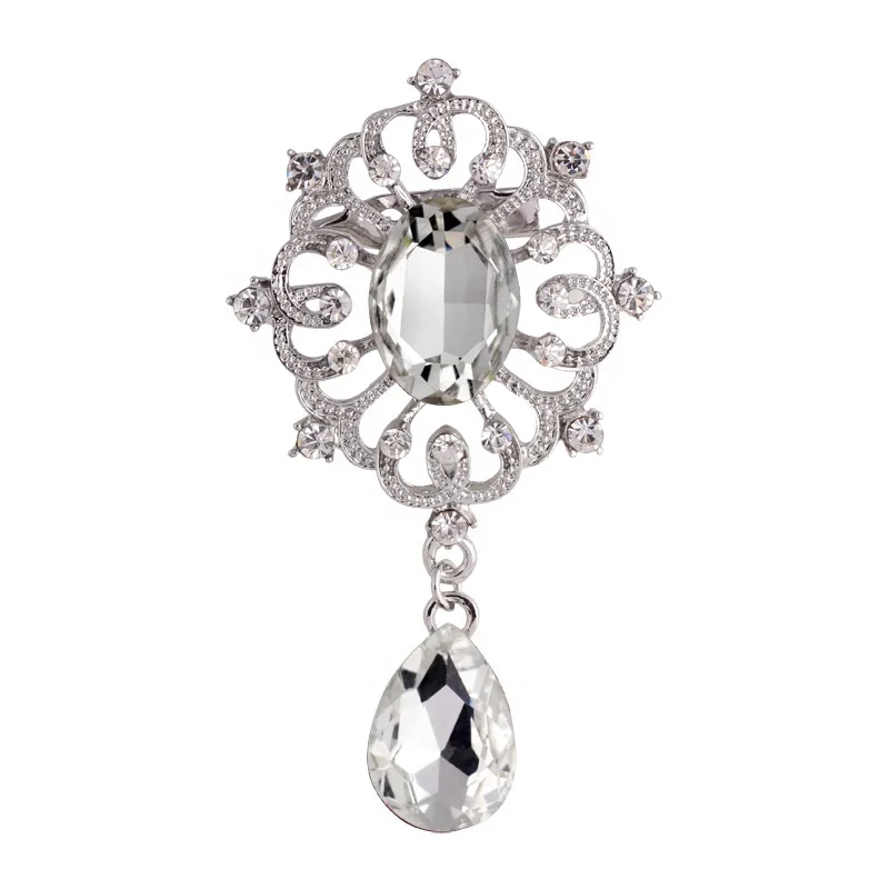 Beautiful Crystal Diamante Floral Garland Flower Brooches in Assorted Colors for Women or Wedding Decoration Jewelry