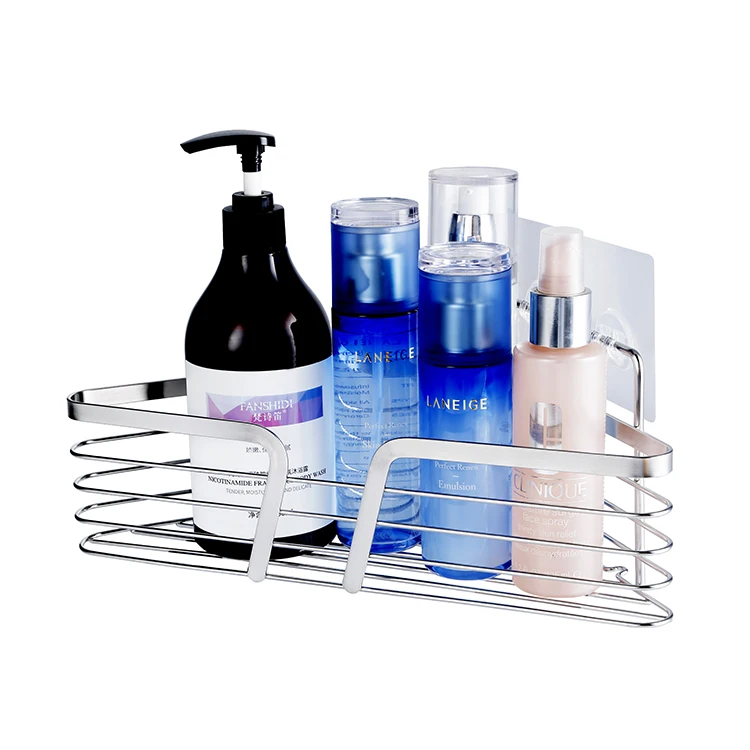 self adhesive no drill no nails bathroom kitchen corner rack triangle shower caddy