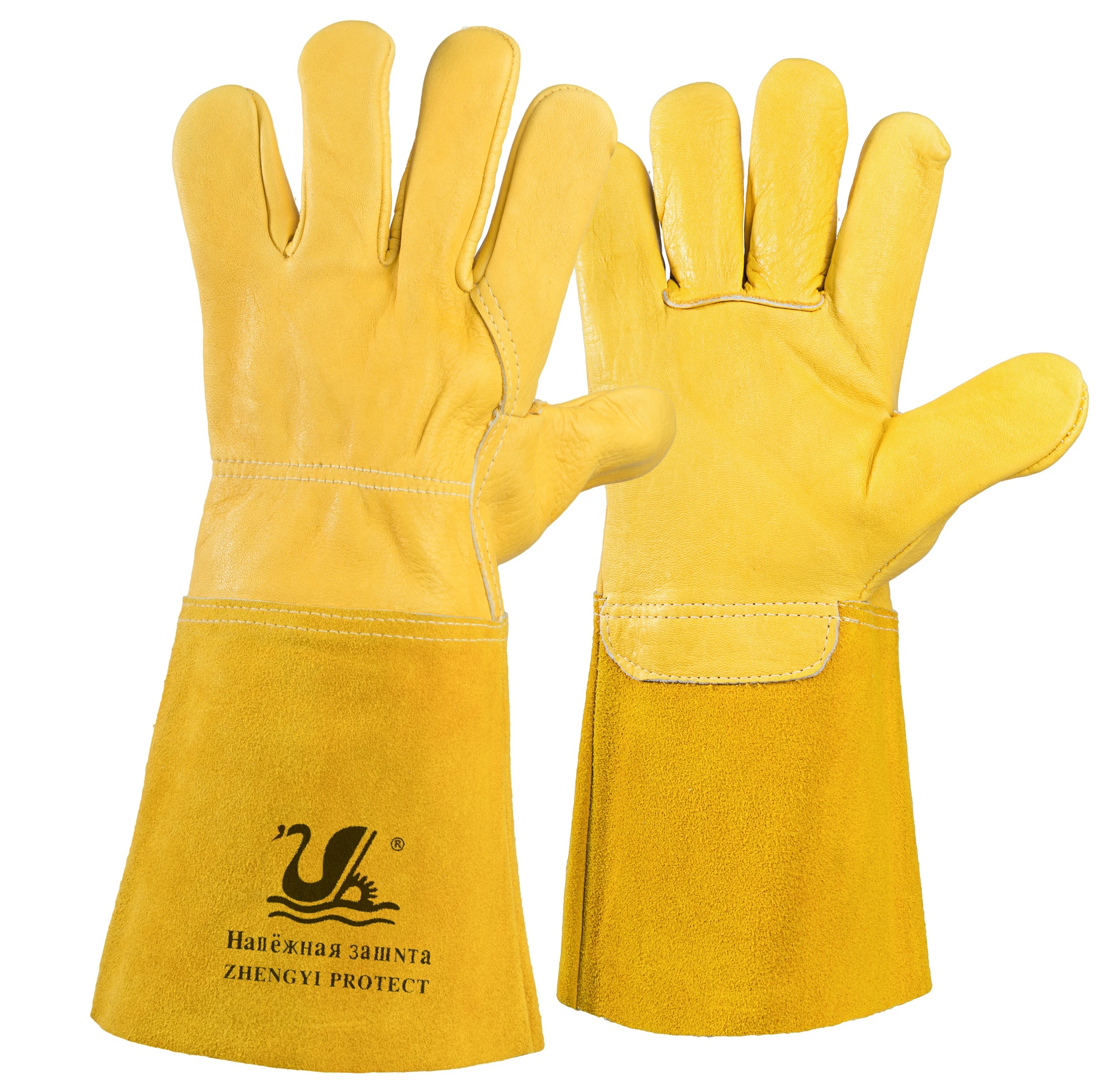 Welding Gloves Heat Resistant Mitts Glove  for Grill Cowhide  Leather Palm with Cow Split Leather Sleeve  Safety Working Gloves