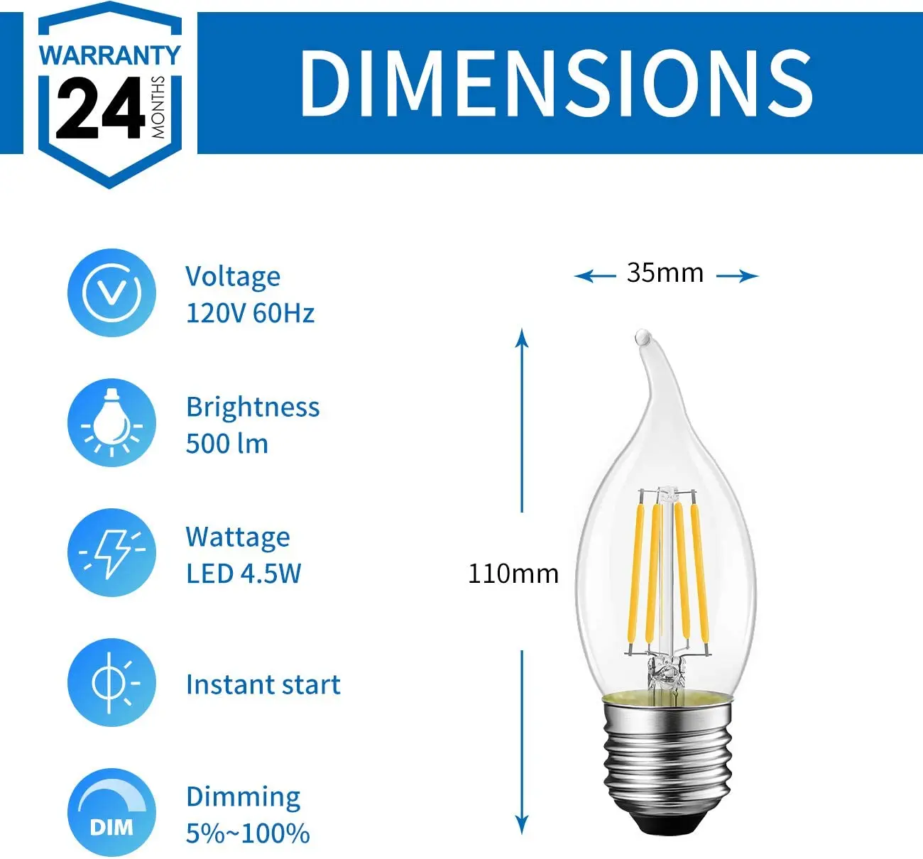 Wholesale Custom Transparent Led C35 Lamparas Led Lamp Light Bulb