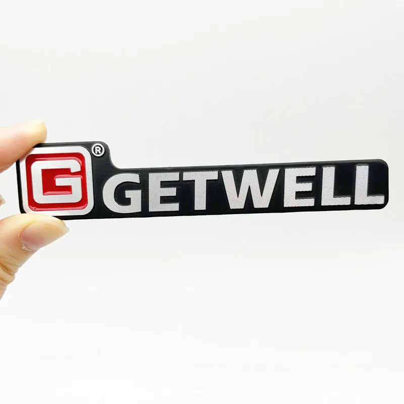 Custom any shape adhesive 3D embossed metal aluminum nameplate emblem with design logo metal plate