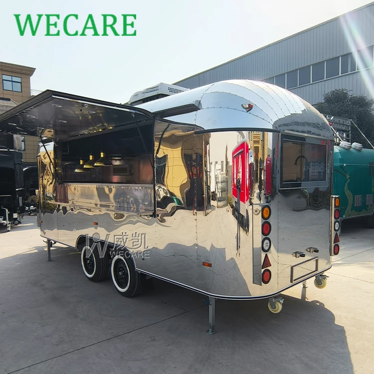 WECARE New Design Mobile Snack Food Trailer Fully Equipped Street Corn Hot Dog Fries Burger Taco Food Food Truck with Pizza Oven