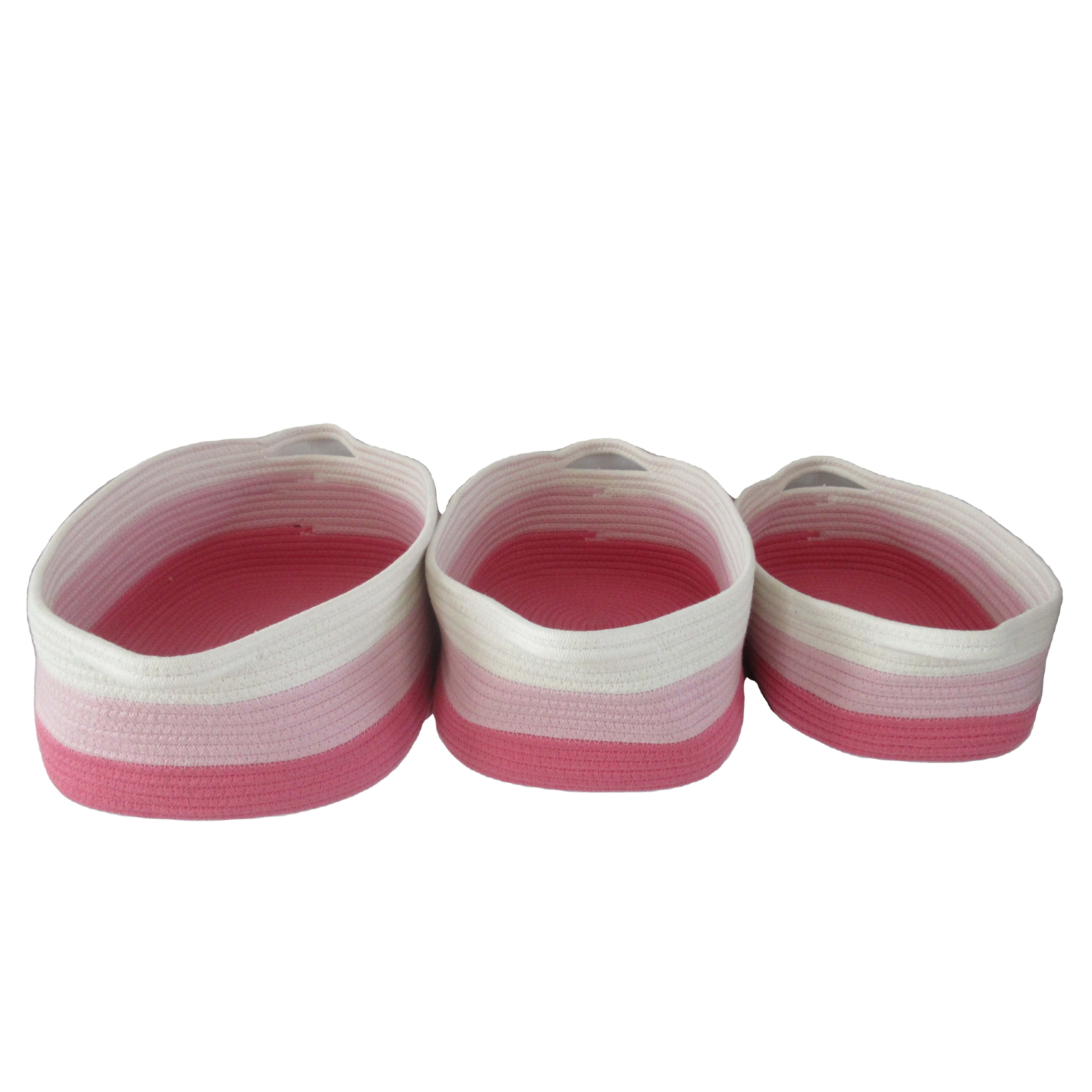 Foldable three colors cotton rope basket