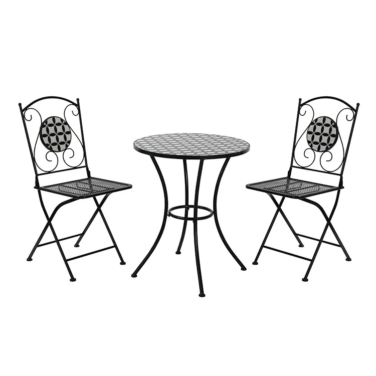 Factory Custom Ceramic Foldable Steel Garden Chair sedia da giardino Patio Garden Set