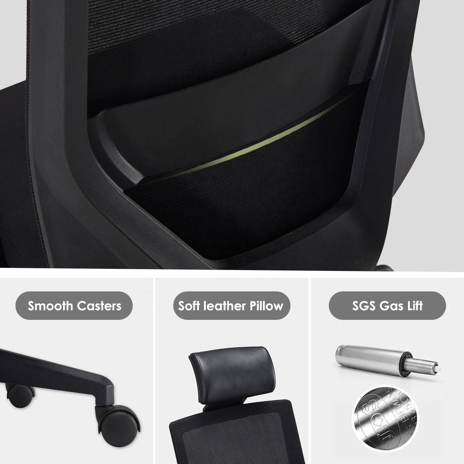 Black Task Staff Fabric Fixed Armrest Office Mesh High Back Office Chair