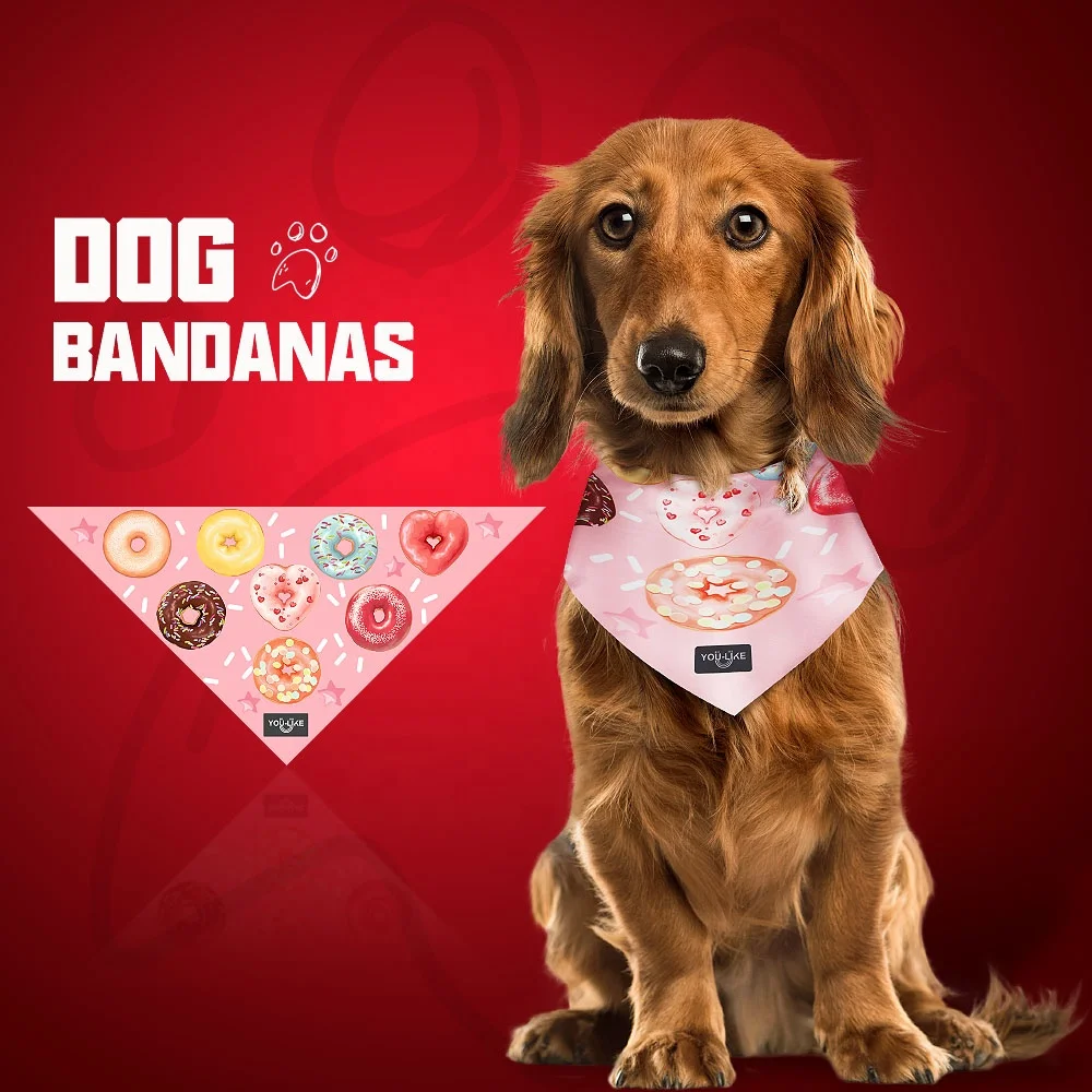 2021 Custom logo printing Colorful Pattern Dog Scarf Bandana Bib Pet Triangle scarf