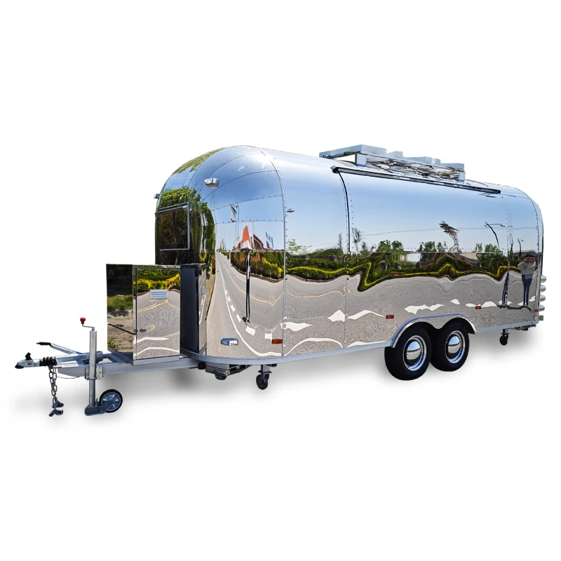 SLUNG Stainless Steel Mirror Surface Customized Mobile Kitchen Hot Dog Ice Cream Coffee BBQ Fast Food Trailer Truck Bar