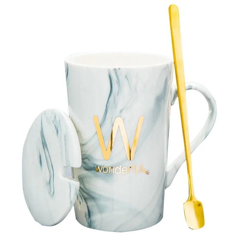 Marbling Ceramic Mug Gold Logo Custom Ceramic Mug Coffee Cup  with Gift Box Marble Vein Mug Ceramic