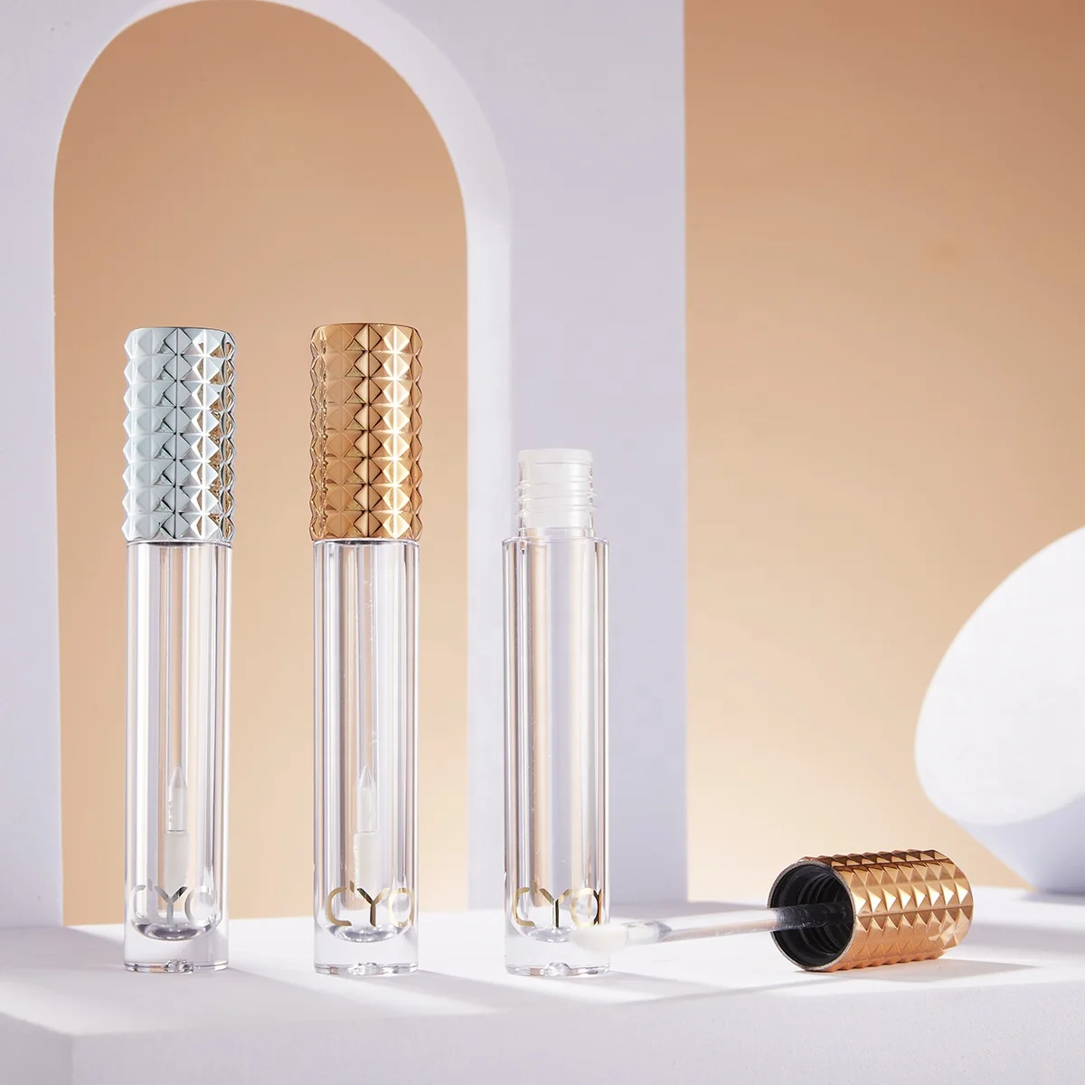 Make Your Own Lip Gloss Container 6ML Empty Lipgloss Tube Custom Logo Cosmetics Packaging Gold Liquid Lipstick Blush Tubes