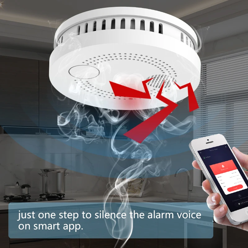 
TUV en14604 tuya smart life WIFI smart home smoke alarm detector with new remote silence functionality 