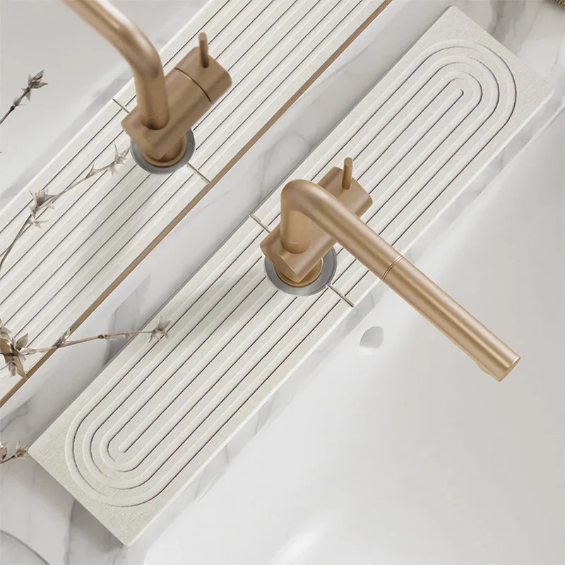 Kitchen Faucet Water Absorbent Mat Diatomaceous Earth Splash Guard Sink Faucet Water Absorbing Diatomite Stone Tray