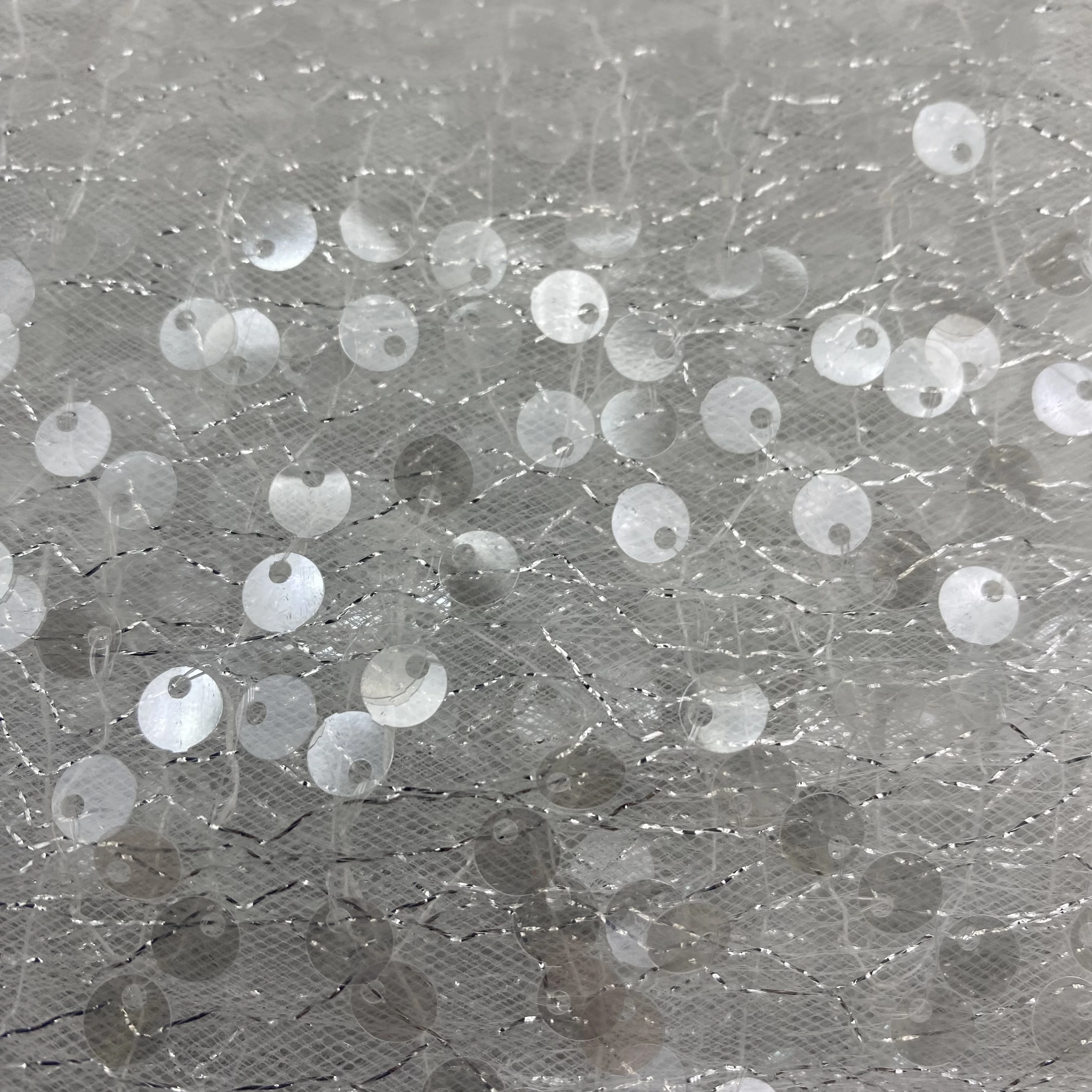 D-920 5mm Crystal Sequins Bridal Luxury Embroidery Beads Wedding Tulle Beaded Lace tulle metallic Fabric