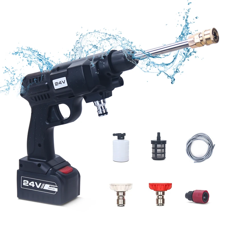21V Cordless High Pressure Car Washer Auto Spray Water Cleaning Guns Handheld 10000Ma Rechargeable Lithium Cleaner